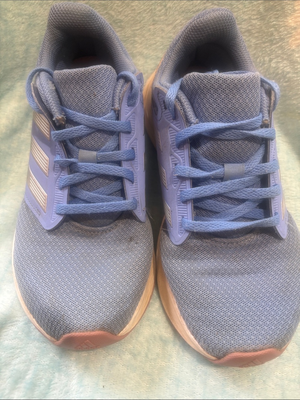 adidas Women's Light Blue Athletic Sneakers with Pink Accents
